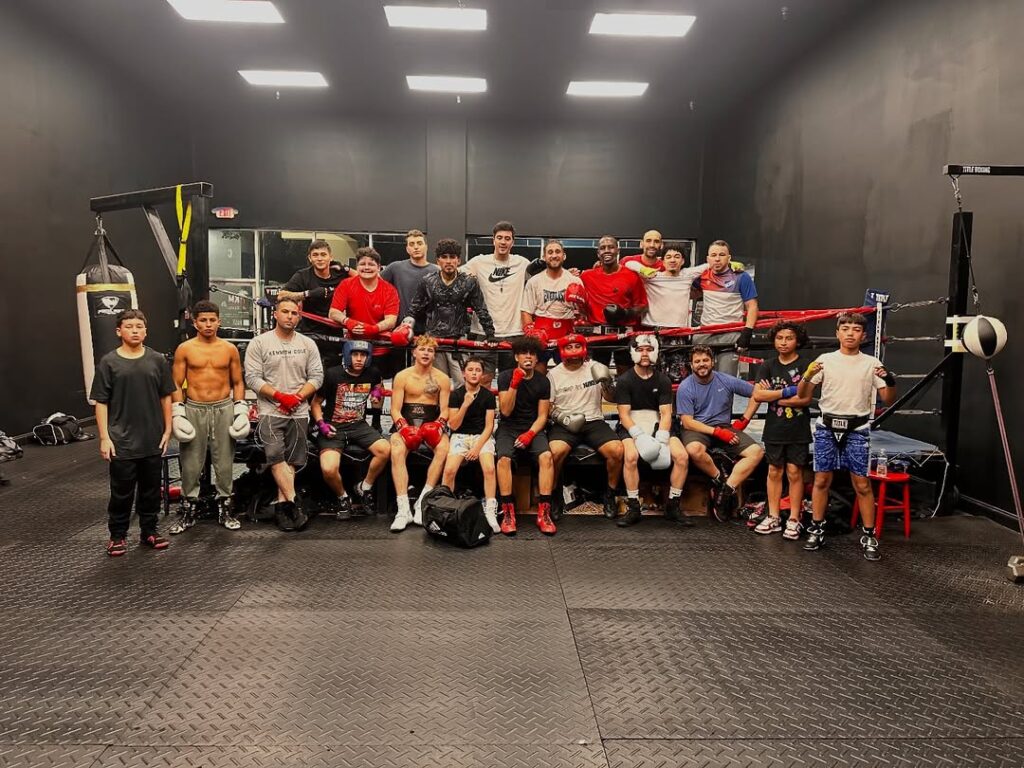 A boxing class session at KM Boxing Club in West Palm Beach, Florida.